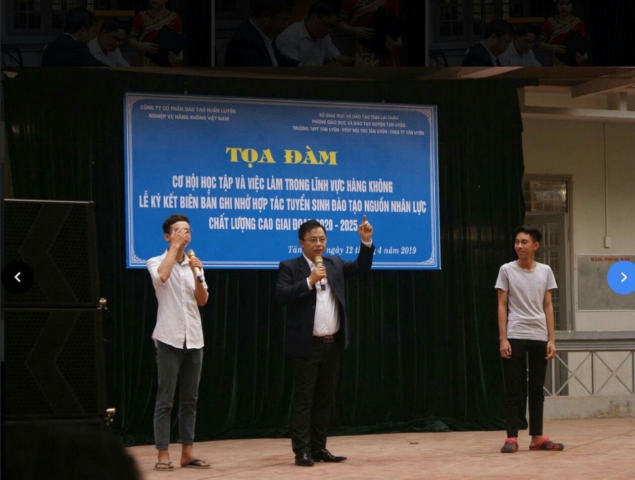 Tọa đàm cung cấp thông tin thị trường lao động ngành Hàng không cho học sinh đại diện cho các trường THPT, THCS trên địa bàn Tân Uyên tỉnh Lai Châu.